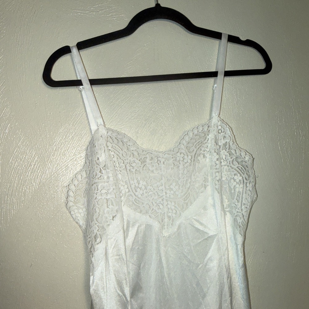 Vtg Floral Fairy Lace Satin Babydoll Slip Dress Size 36 White Romantic Coquette - Picture 5 of 8